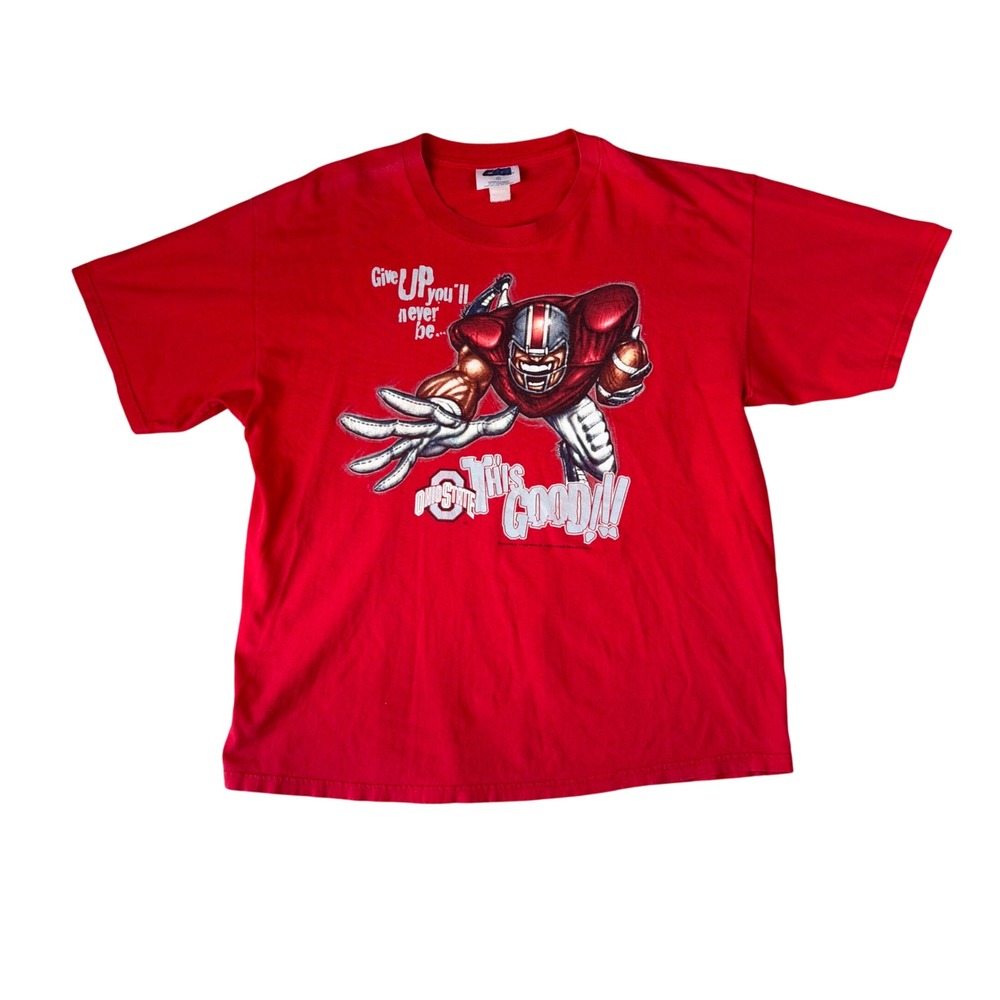 Vintage Ohio State Buckeyes CSA Nutmeg Mills Red Graphic T-Shirt Mens XL 90s